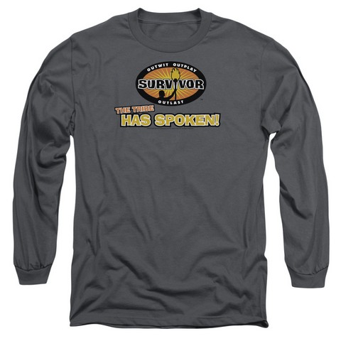 Survivor-Tribe Has Spoken - Long Sleeve Adult 18-1 Tee - Charcoal- Medium