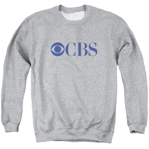 Cbs Logo - Adult Crew Sweat Tee - Athletic Heather- Medium