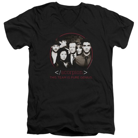 Scorpion-Cast - Short Sleeve Adult 30-1 V-Neck Tee - Black- Medium