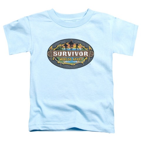 Survivor-Worlds Apart Logo - Short Sleeve Toddler Tee - Light Blue- Small 2T