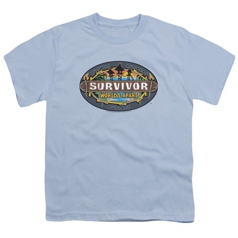Survivor-Worlds Apart Logo - Short Sleeve Youth 18-1 Tee - Light Blue- Medium