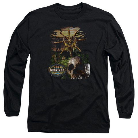 Survivor-Jungle - Long Sleeve Adult 18-1 Tee - Black- Medium