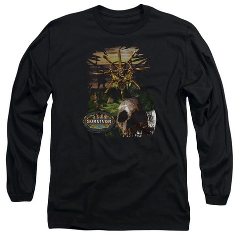 Survivor-Jungle - Long Sleeve Adult 18-1 Tee - Black- Large