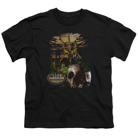 Survivor-Jungle - Short Sleeve Youth 18-1 Tee - Black- Medium