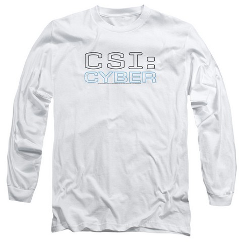 Csi- Cyber-Cyber Logo - Long Sleeve Adult 18-1 Tee - White- Small