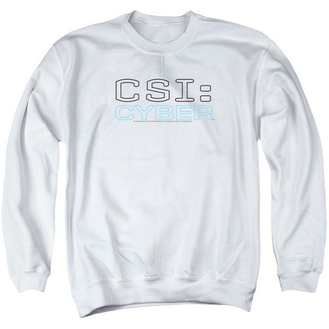 CSI- Cyber-Cyber Logo - Adult Crew Sweat Tee - White- 3X