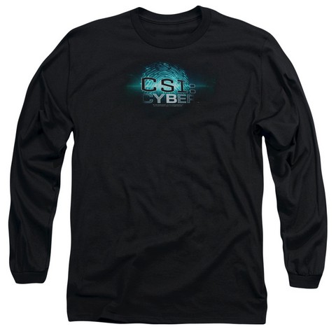 Csi- Cyber-Thumb Print - Long Sleeve Adult 18-1 Tee - Black- Medium