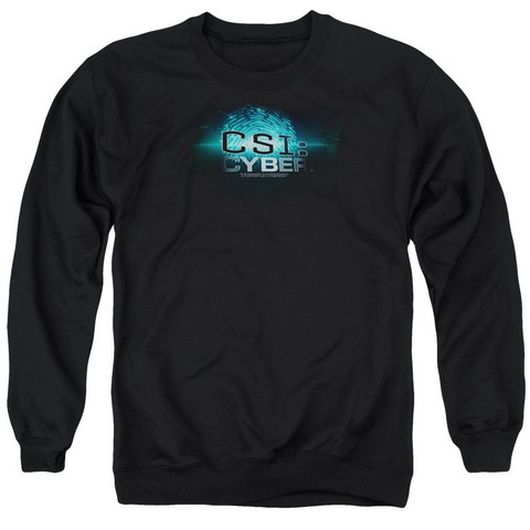 Csi- Cyber-Thumb Print - Adult Crew Sweat Tee - Black- Medium
