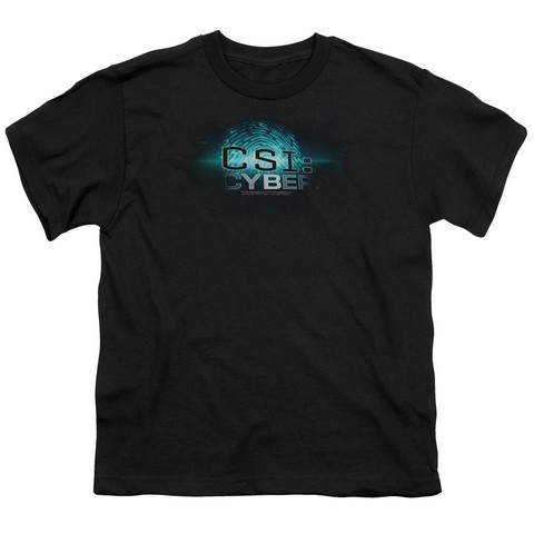 Csi- Cyber-Thumb Print - Short Sleeve Youth 18-1 Tee - Black- Extra Large