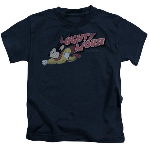 Mighty Mouse-Mighty Retro - Short Sleeve Juvenile 18-1 Tee - Navy- Small 4