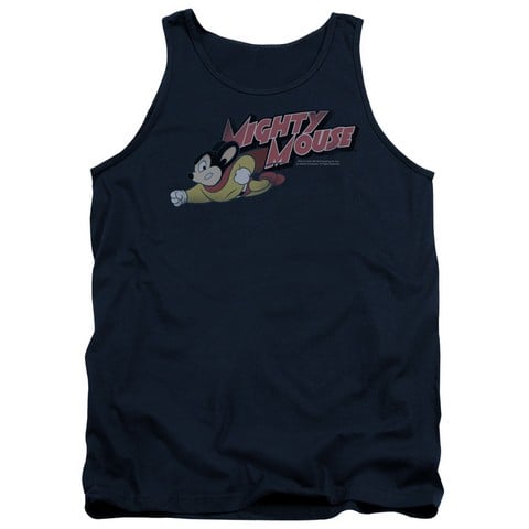 Mighty Mouse-Mighty Retro - Adult Tank Top - Navy- Small