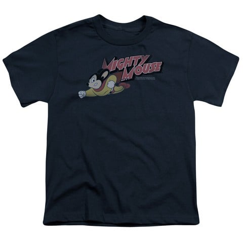 Mighty Mouse-Mighty Retro - Short Sleeve Youth 18-1 Tee - Navy- Extra Large