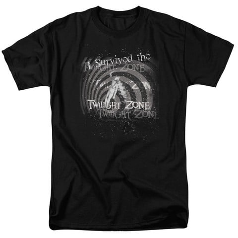 Twilight Zone-I Survived - Short Sleeve Adult 18-1 Tee - Black, Small