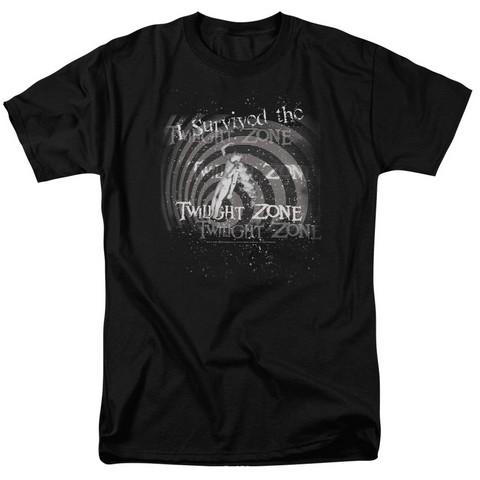 Twilight Zone-I Survived - Short Sleeve Adult 18-1 Tee - Black- Large