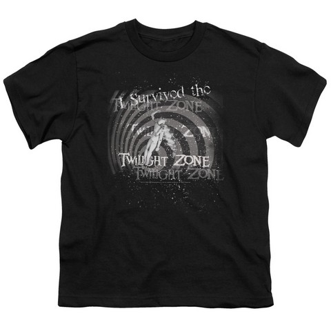 Twilight Zone-I Survived The - Short Sleeve Youth 18-1 Tee - Black- Medium