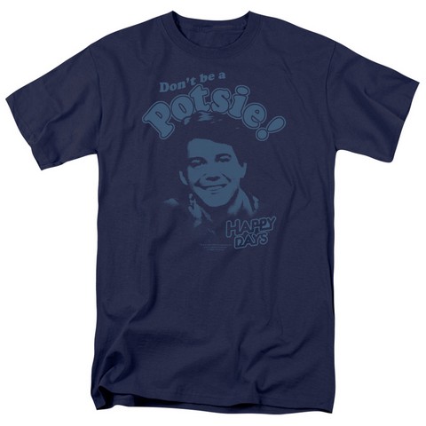 Happy Days-Dont Be A Potsy - Short Sleeve Adult 18-1 Tee - Navy- Medium