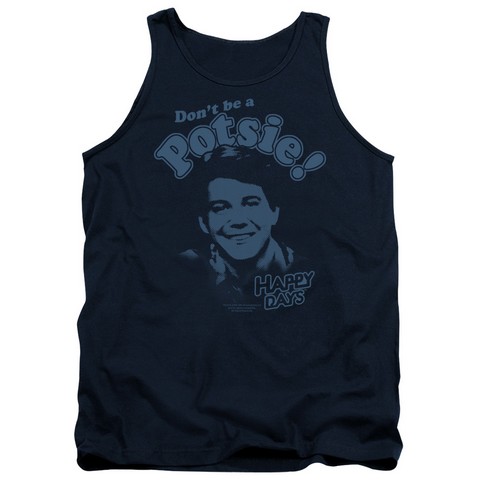 Happy Days-Dont Be A Potsy - Adult Tank Top - Navy- Medium