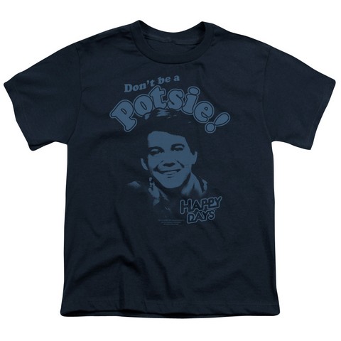 Happy Days-Dont Be A Potsy - Short Sleeve Youth 18-1 Tee - Navy- Extra Large