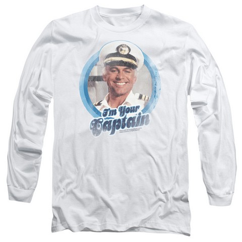 Love Boat-I Am Your Captain - Long Sleeve Adult 18-1 Tee - White- Medium