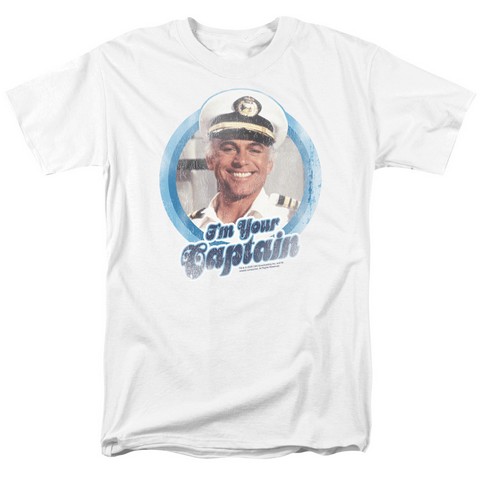Love Boat-I Am Your Captain - Short Sleeve Adult 18-1 Tee - White- Medium