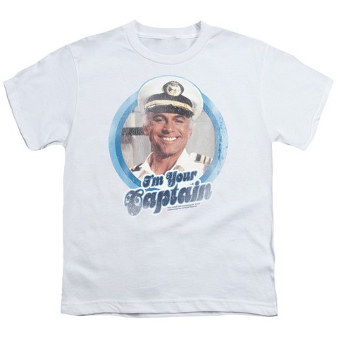 Love Boat-I Am Your Captain - Short Sleeve Youth 18-1 Tee - White- Extra Large