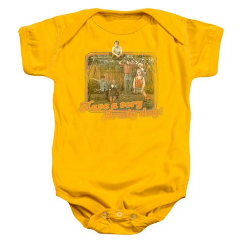 Brady Bunch-Have A Very Brady Day - Infant Snapsuit - Gold- Large 18 Mos
