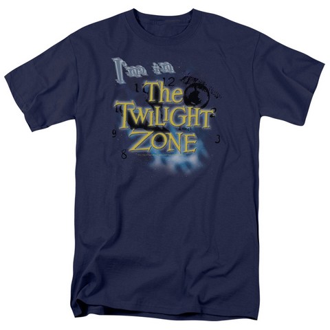 Twilight ZoneI Am In The Twilight Zone  Short Sleeve Adult 181 Tee  Navy Small