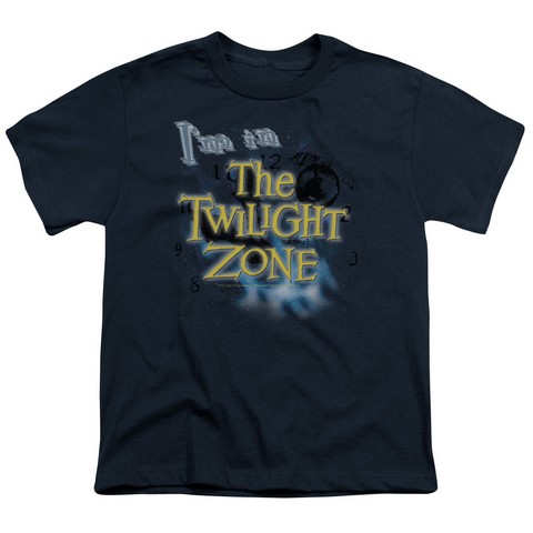 Twilight ZoneI Am In The Twilight Zone  Short Sleeve Youth 181 Tee  Navy Large