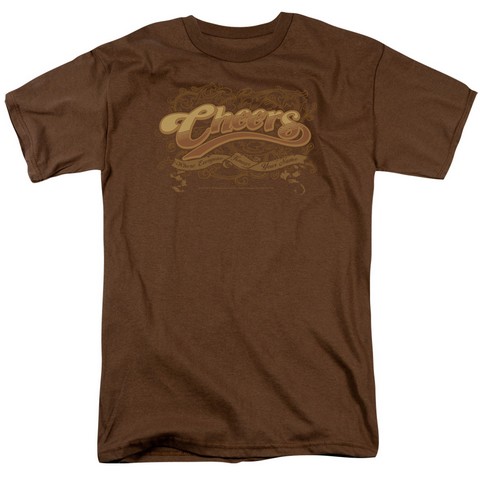Cheers-Scrolled Logo - Short Sleeve Adult 18-1 Tee - Coffee- Large