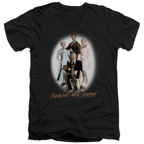 Beverly Hillbillies-Sophistimacated - Short Sleeve Adult 30-1 V-Neck Tee - Black- Large