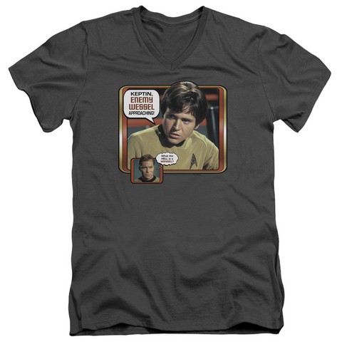 Star Trek-Enemy Wessel - Short Sleeve Adult 30-1 V-Neck Tee - Charcoal- Large