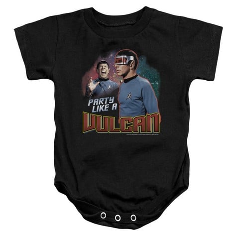 Star Trek-Party Like A Vulcan - Infant Snapsuit - Black- Large 18 Mos