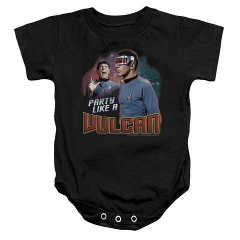 Star Trek-Party Like A Vulcan - Infant Snapsuit - Black- Extra Large 24 Mos