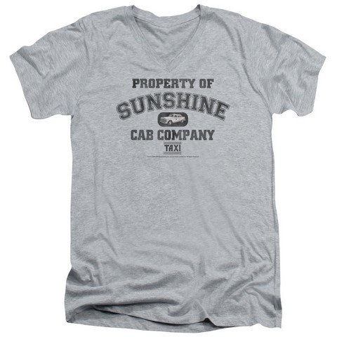 Taxi-Property Of Sunshine Cab - Short Sleeve Adult 30-1 V-Neck Tee - Heather- Large