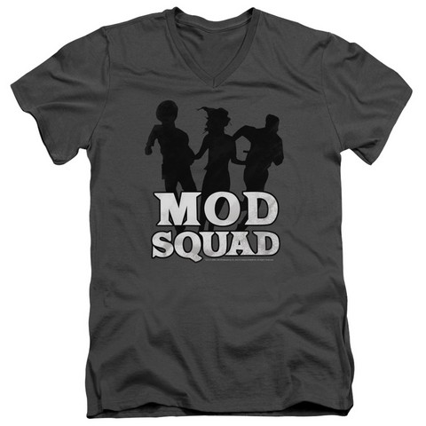 Mod Squad-Mod Squad Run Simple - Short Sleeve Adult 30-1 V-Neck Tee - Charcoal- Large