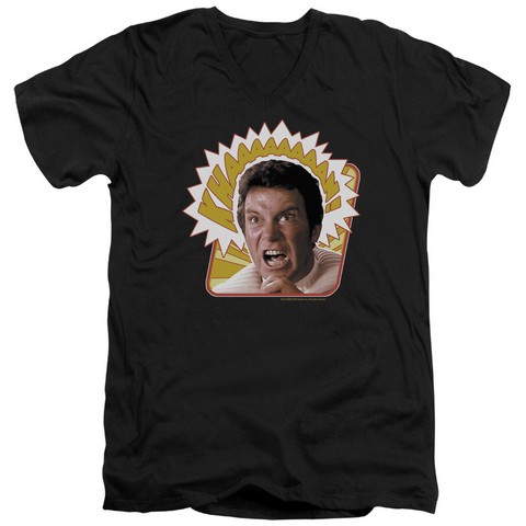 Star Trek-Khaaaaaan - Short Sleeve Adult 30-1 V-Neck Tee - Black- Large