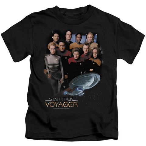 Star Trek-Voyager Crew - Short Sleeve Juvenile 18-1 Tee - Black- Large 7
