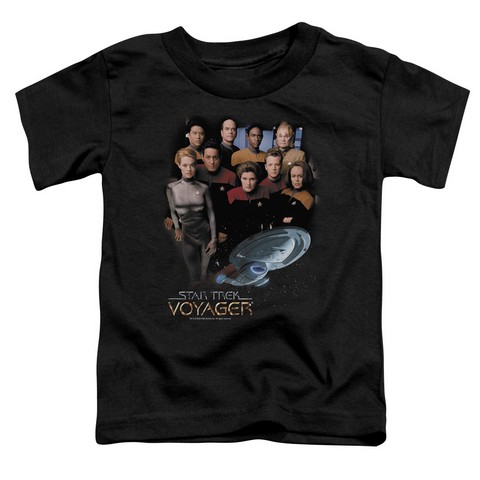 Star Trek-Voyager Crew - Short Sleeve Toddler Tee - Black- Medium 3T