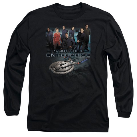 Star Trek-Enterprise Crew - Long Sleeve Adult 18-1 Tee - Black- Medium
