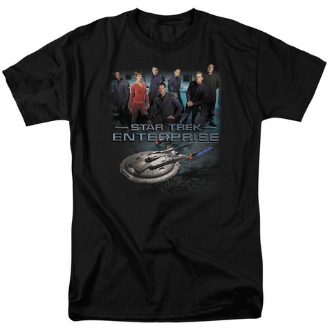Star Trek-Enterprise Crew - Short Sleeve Adult 18-1 Tee - Black- Medium