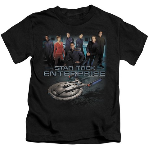 Star Trek-Enterprise Crew - Short Sleeve Juvenile 18-1 Tee - Black- Medium 5-6