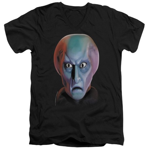 Star Trek-Balok Head - Short Sleeve Adult 30-1 V-Neck Tee - Black- Extra Large