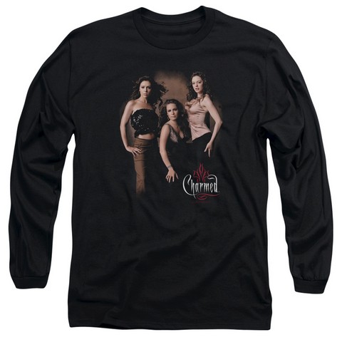 Charmed-Three Hot Witches - Long Sleeve Adult 18-1 Tee - Black- Medium