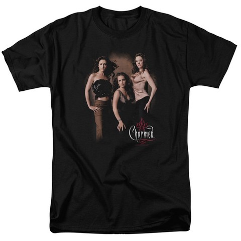 Charmed-Three Hot Witches - Short Sleeve Adult 18-1 Tee - Black- Medium