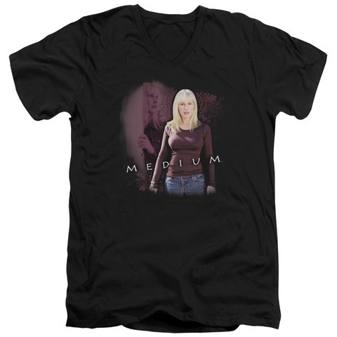 Medium-Medium - Short Sleeve Adult 30-1 V-Neck Tee - Black- Extra Large