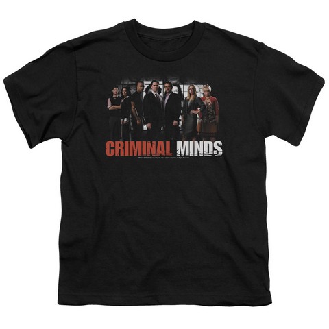 Criminal Minds-The Brain Trust - Short Sleeve Youth 18-1 Tee - Black- Extra Large