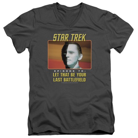 St Original-Last Battlefield - Short Sleeve Adult 30-1 V-Neck Tee - Charcoal- Large