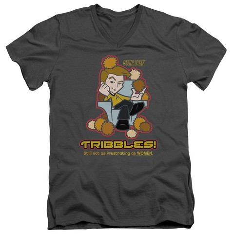 Quogs-Not As Frustrating - Short Sleeve Adult 30-1 V-Neck Tee - Charcoal, Medium