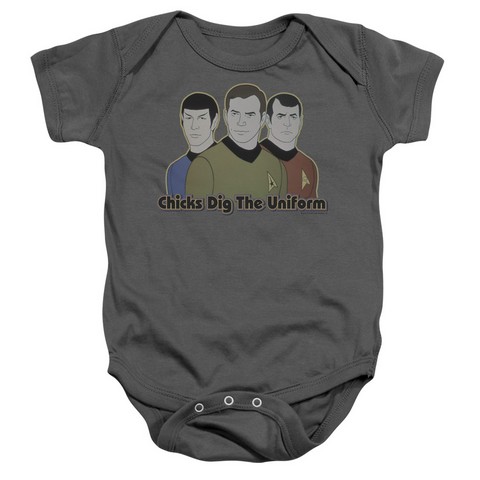 Star Trek-Dig It - Infant Snapsuit - Charcoal- Small 6 Mos