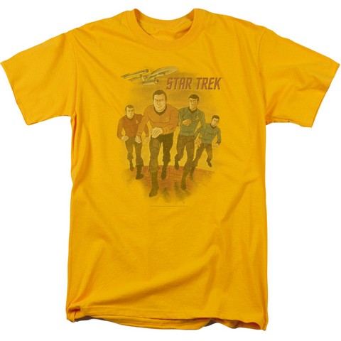 Star Trek-Animated - Short Sleeve Adult 18-1 Tee - Gold- Medium